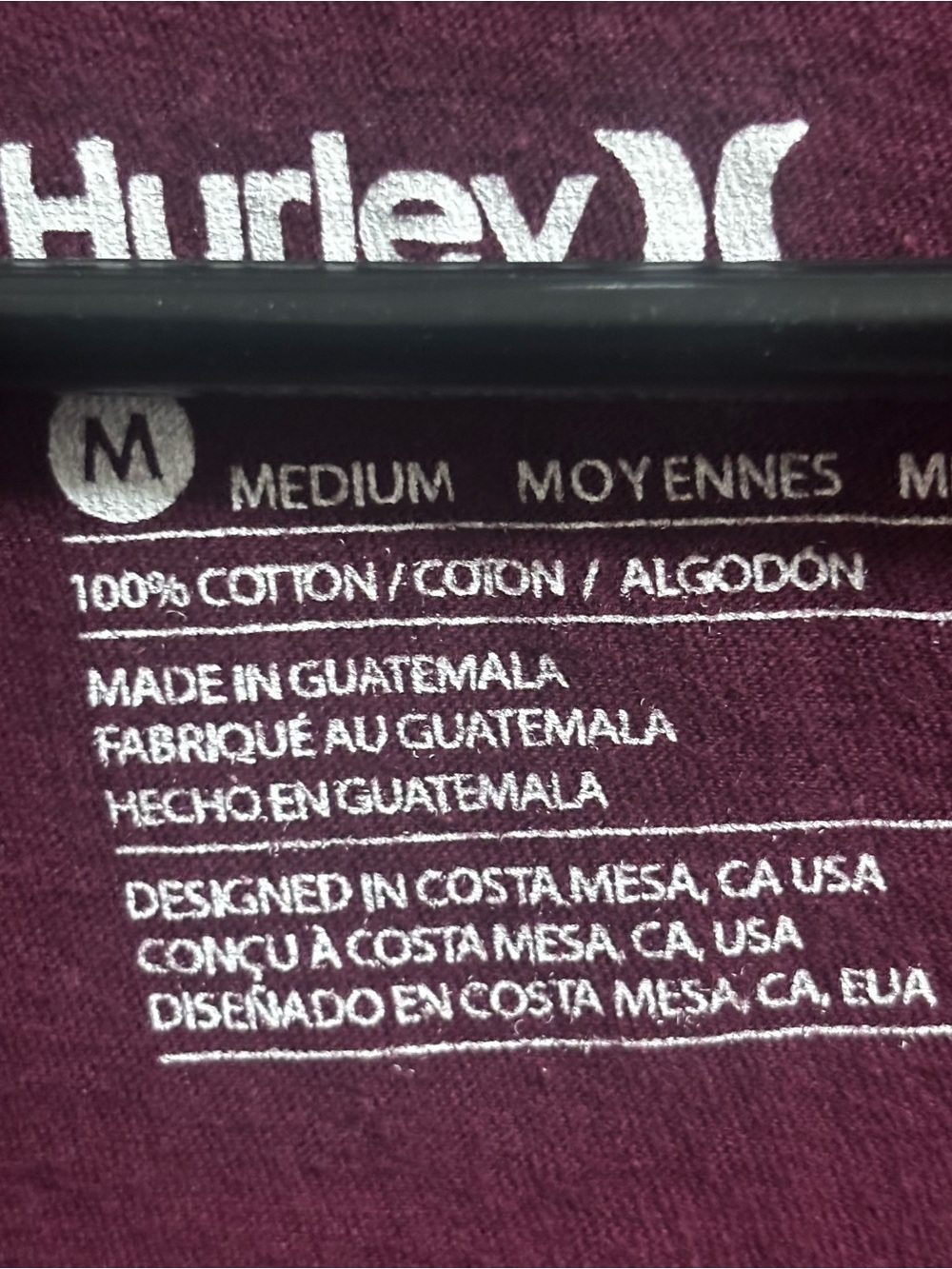 Hurley Women's Maroon V-Neck short sleeve Tee with Gold Logo size M - Picture 7 of 7